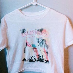 A white cropped beach graphic tee! :)